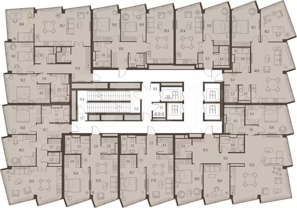 2-к. квартира, 58,1 м, 29/32 эт. - Фото 1