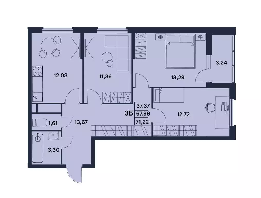 3-комнатная квартира: Пенза, Электрический проезд, 7 (71.22 м) - Фото 0
