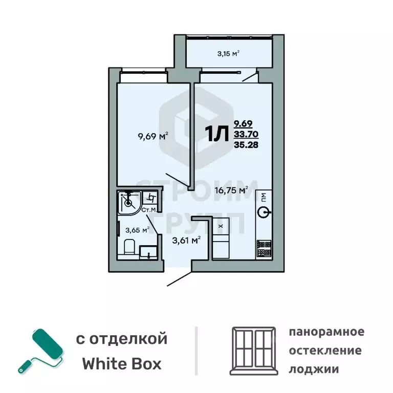 1-к кв. Владимирская область, Ковров ул. Строителей, 43/1 (35.28 м) - Фото 0