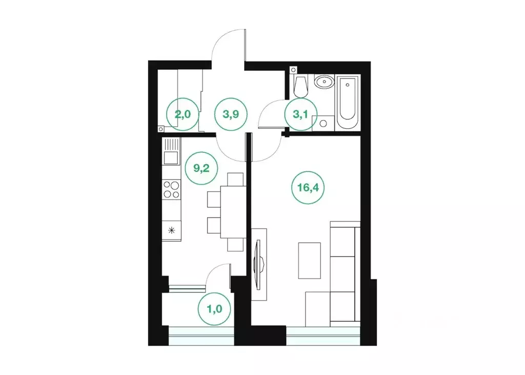 1-к кв. Башкортостан, Уфа ул. Подполковника Недошивина (35.6 м) - Фото 1