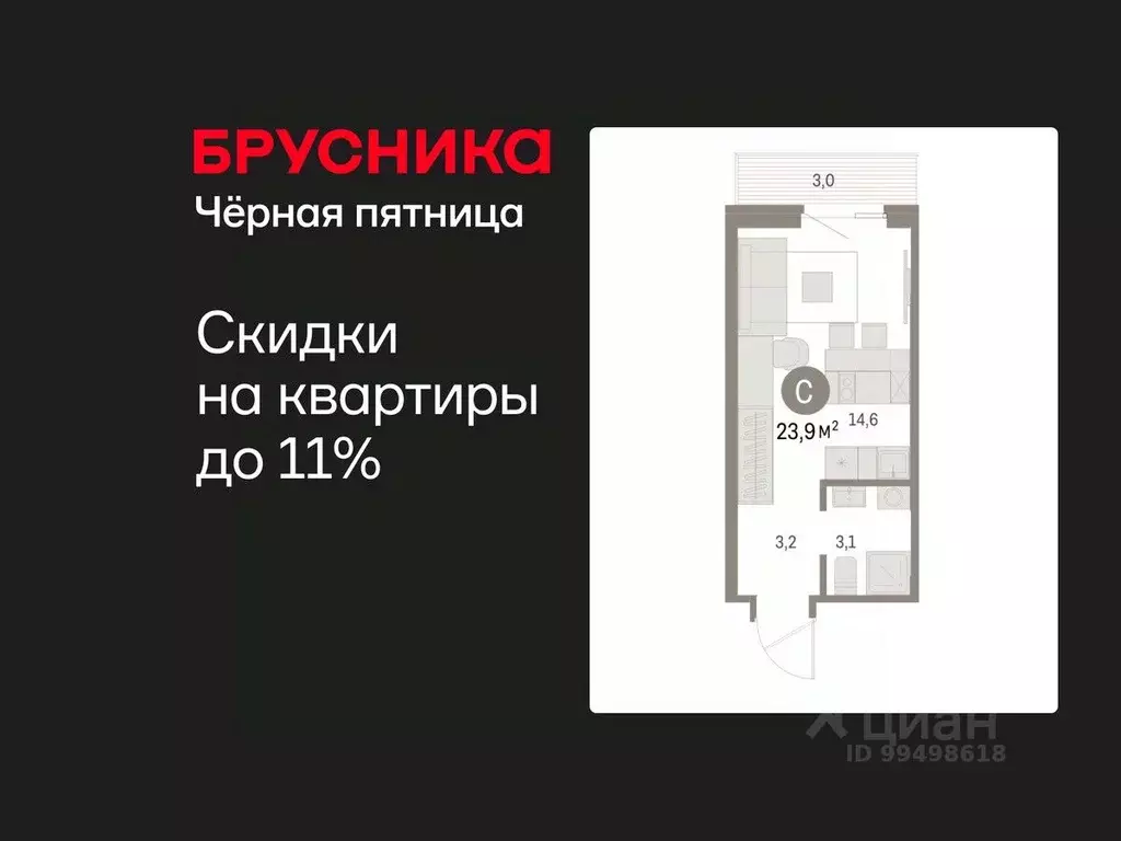 Студия Курганская область, Курган Центральный жилрайон, Дом Кино жилой ... - Фото 1