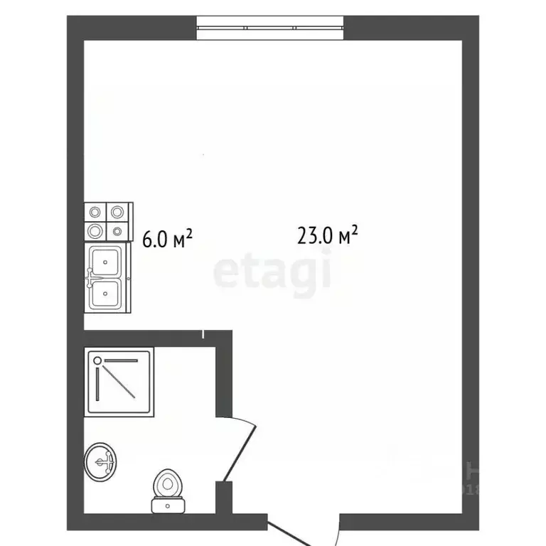 Студия Самарская область, Самара ул. Победы, 10А (23.0 м) - Фото 2