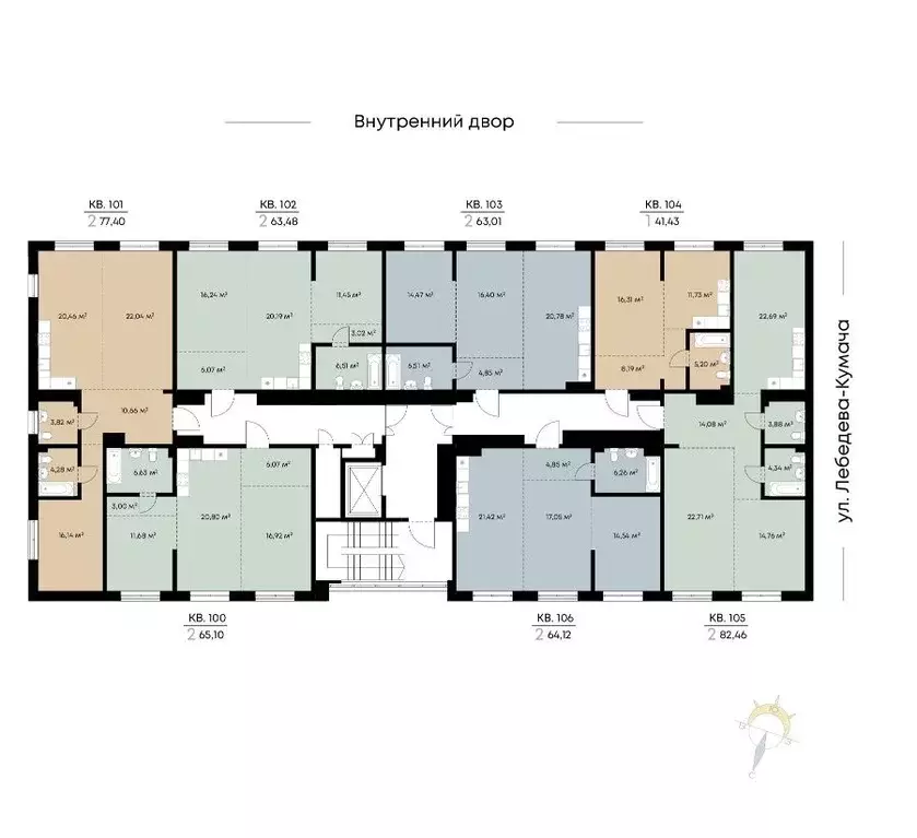 2-к кв. Иркутская область, Иркутск ул. Лебедева-Кумача, 19 (82.46 м) - Фото 2