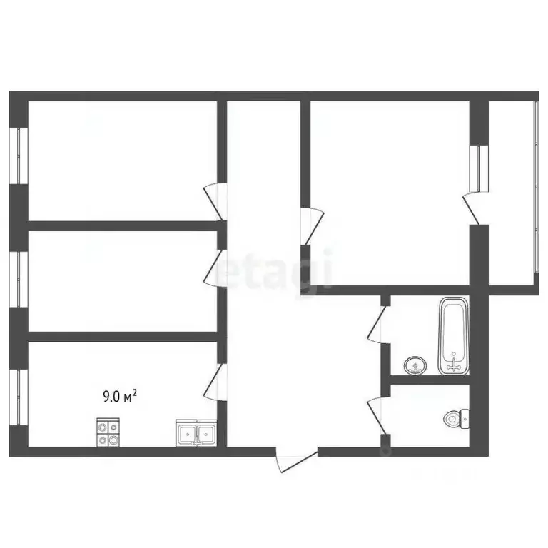 3-к кв. Ярославская область, Рыбинск 1-я Выборгская ул., 58 (61.7 м) - Фото 2