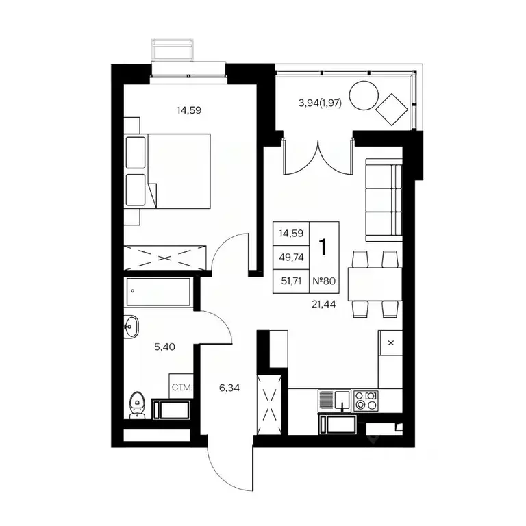 1-к кв. Калужская область, Обнинск Заовражье жилрайон, Новый город ... - Фото 0