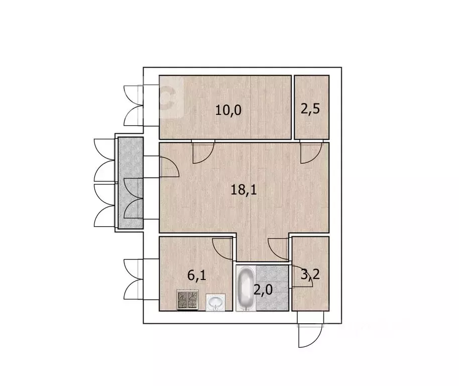 2-к кв. Башкортостан, Уфа Первомайская ул., 2А (42.9 м) - Фото 1