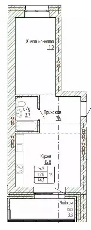 1-к кв. Алтайский край, Новоалтайск ул. Титова, 6 (46.1 м) - Фото 1