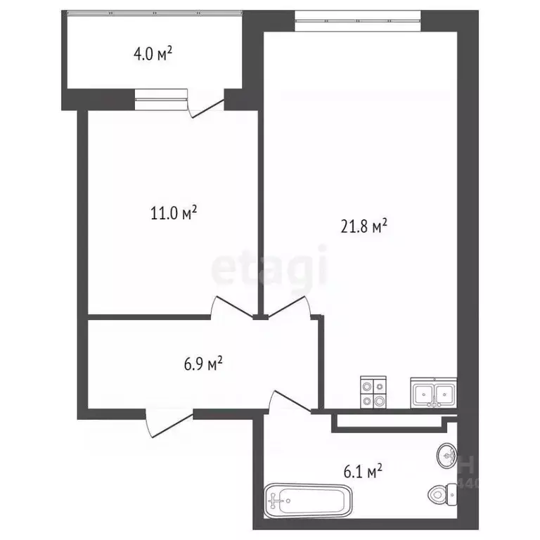 1-к кв. Тюменская область, Тюмень ул. Разведчика Кузнецова, 16 (47.1 ... - Фото 2