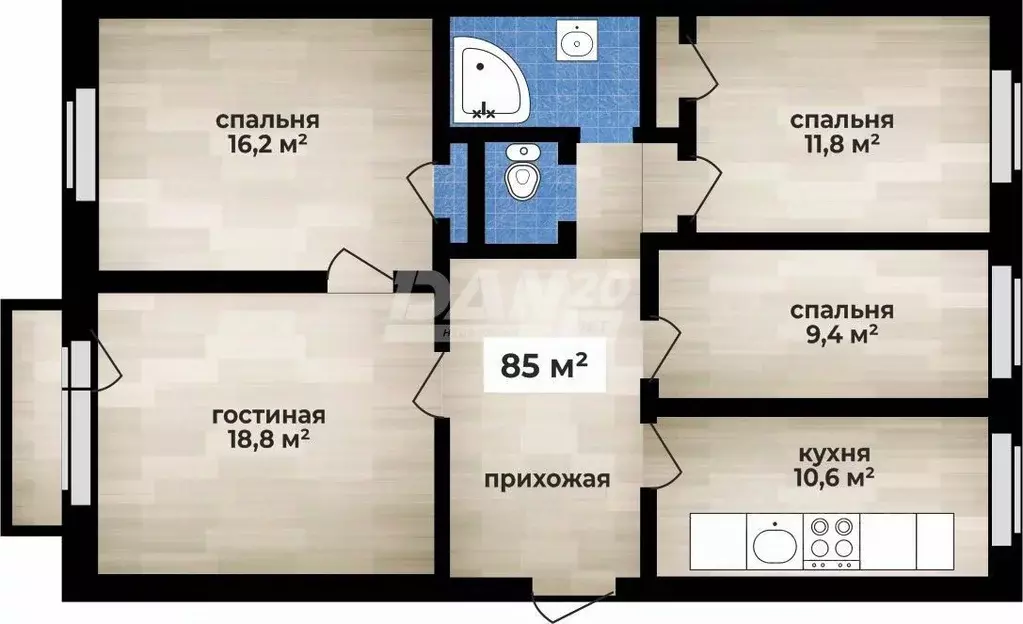 4-к кв. Челябинская область, Челябинск ул. Цвиллинга, 35 (86.1 м) - Фото 1