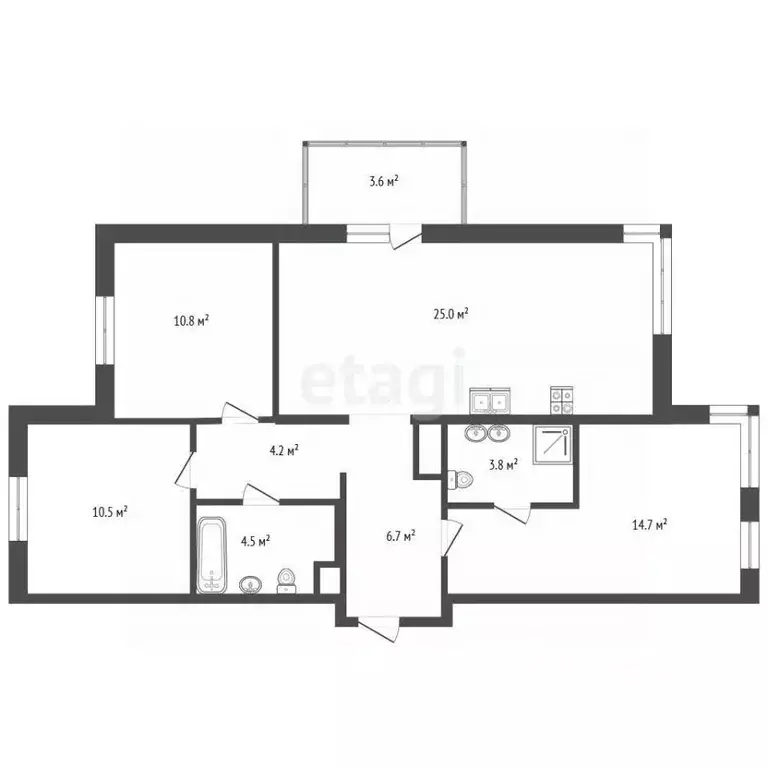 3-к кв. Тюменская область, Тюмень ул. Эльвиры Федоровой, 3 (83.0 м) - Фото 2