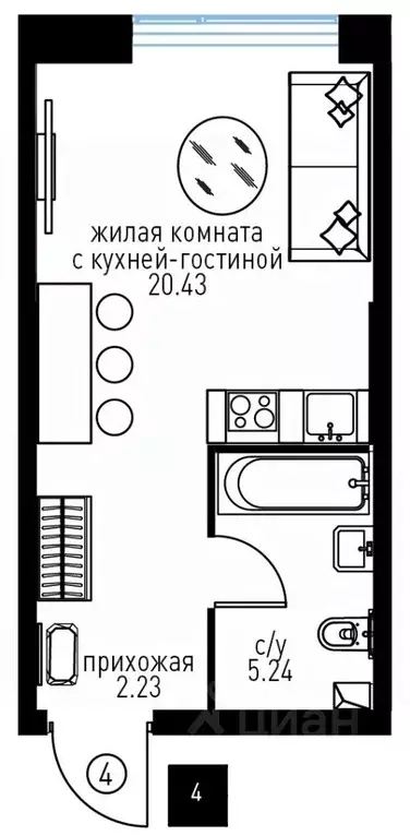 1-к кв. Москва Инноватор жилой комплекс, кА (27.9 м) - Фото 0