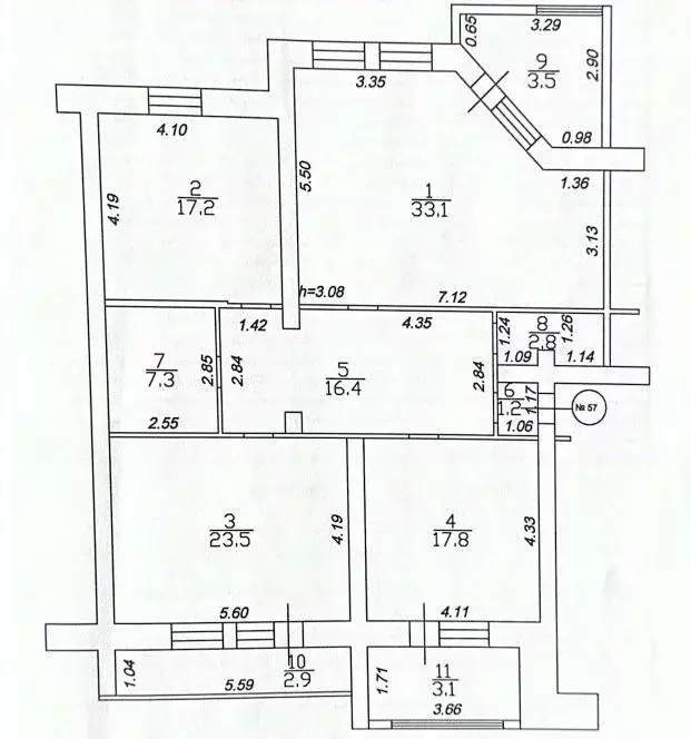3-к кв. Татарстан, Казань Чистопольская ул., 32 (135.4 м) - Фото 2