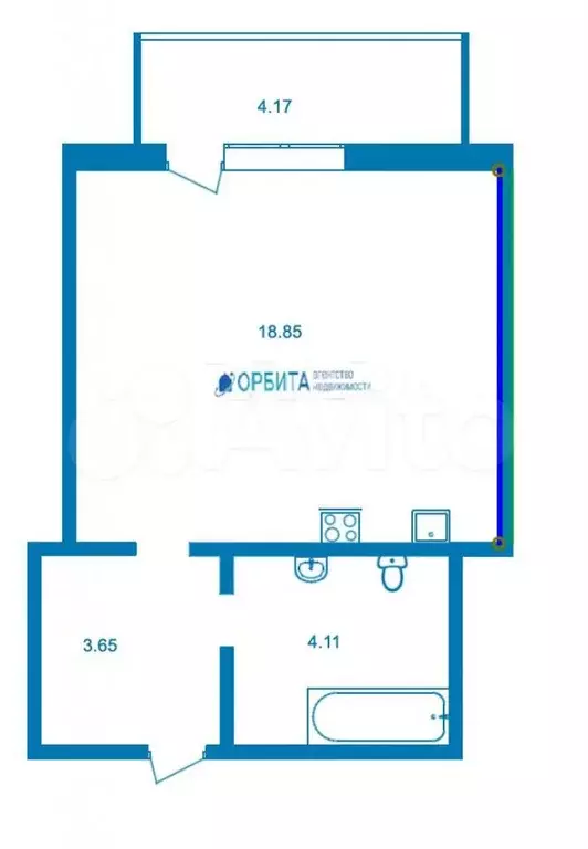 Квартира-студия, 26,7 м, 3/16 эт. - Фото 0