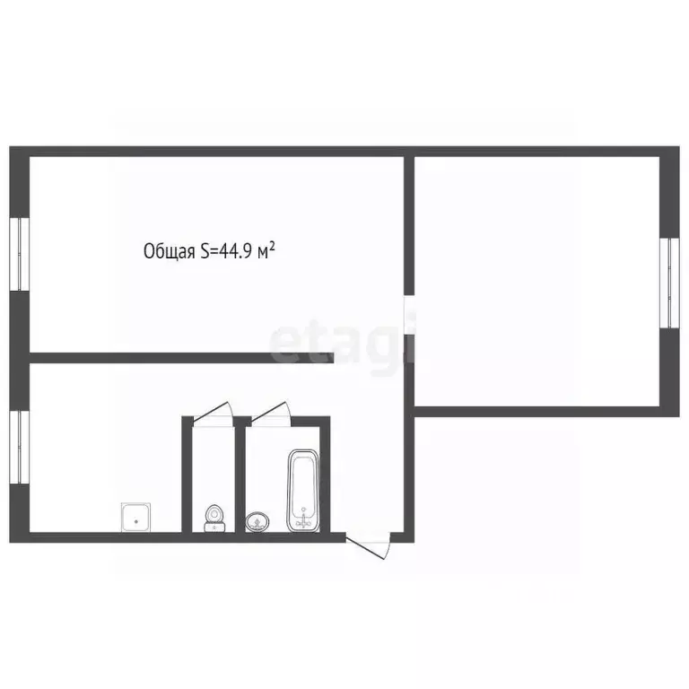 2-к кв. Кемеровская область, Юрга просп. Победы, 27 (44.9 м) - Фото 1