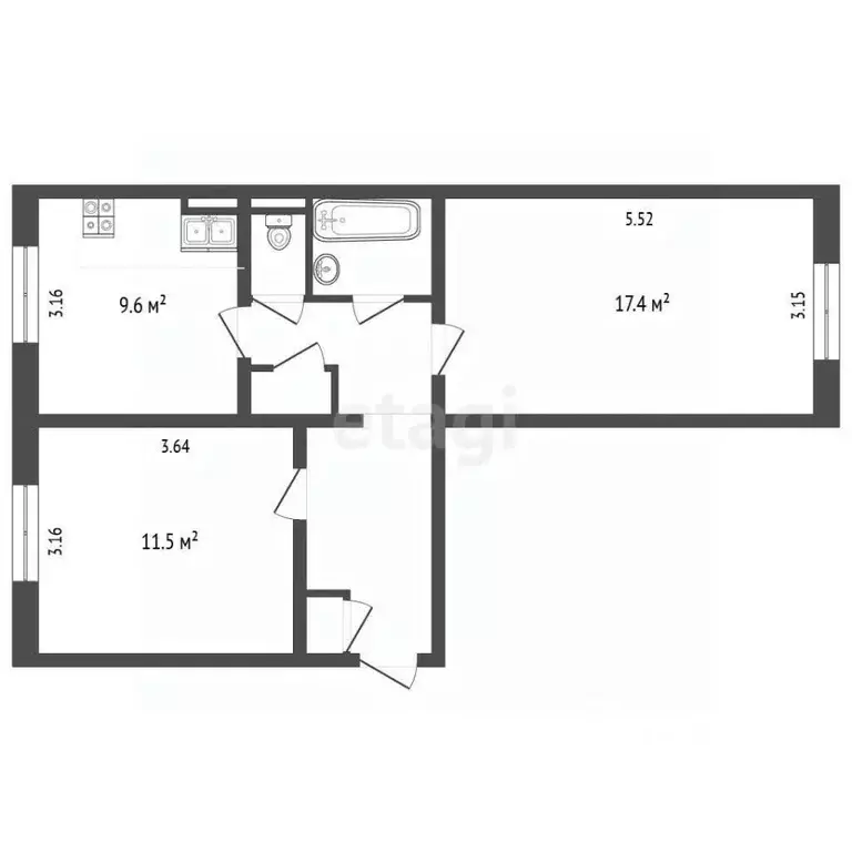 2-к кв. Ямало-Ненецкий АО, Муравленко Пионерская ул., 26 (50.9 м) - Фото 1