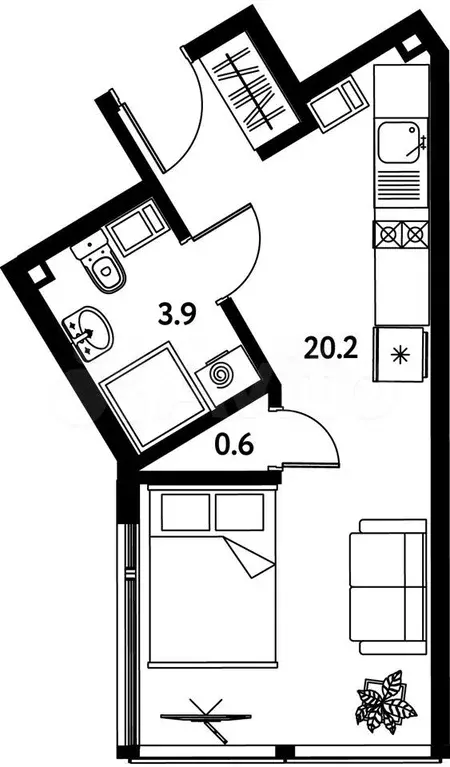 Апартаменты-студия, 24,3 м, 8/10 эт. - Фото 0