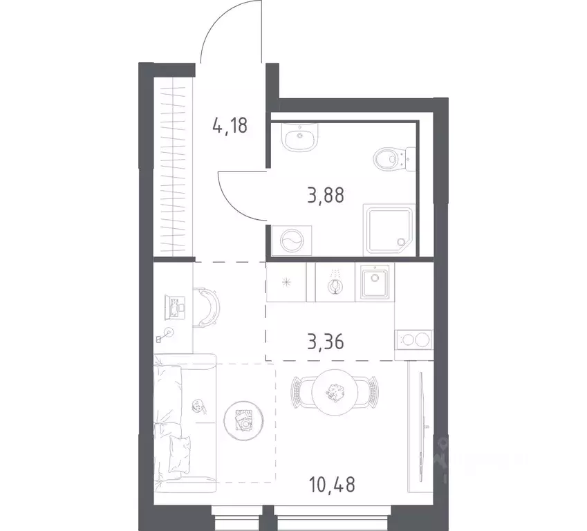 Студия Ленинградская область, Всеволожский район, Свердловское ... - Фото 1