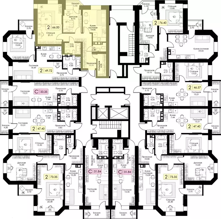 2-к кв. Тверская область, Тверь Урбан Парк жилой комплекс (66.0 м) - Фото 1