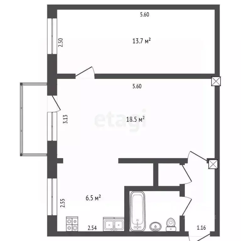2-к кв. Омская область, Омск ул. Василия Товстухо, 5 (45.4 м) - Фото 2