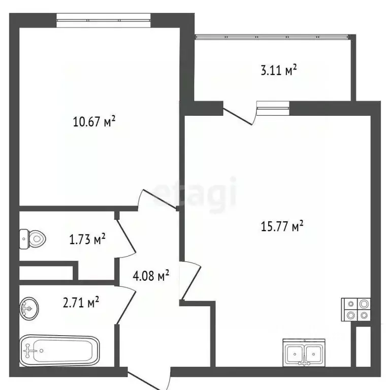 1-к кв. Ленинградская область, Кудрово г. Всеволожский район, ... - Фото 2