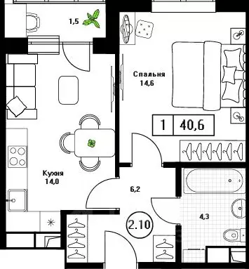 1-к кв. Московская область, Пушкино Пушкино Град жилой комплекс, к2 ... - Фото 1