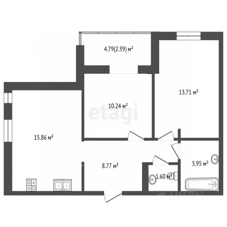 2-к кв. Тюменская область, Тюменский муниципальный округ, д. Патрушева ... - Фото 1