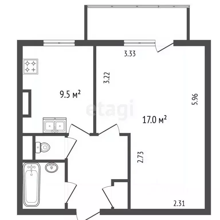 1-к кв. Санкт-Петербург просп. Науки, 44 (32.6 м) - Фото 2