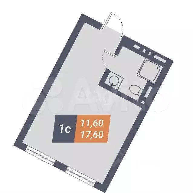 Апартаменты-студия, 18,4 м, 8/8 эт. - Фото 0