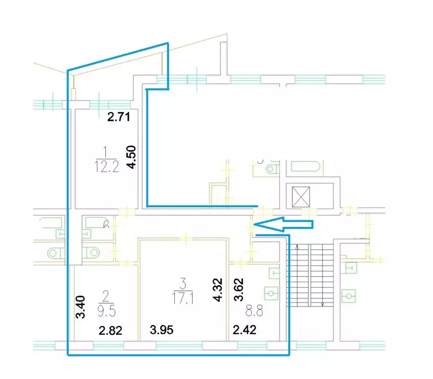 3-к кв. Москва Новороссийская ул., 14 (61.1 м) - Фото 2