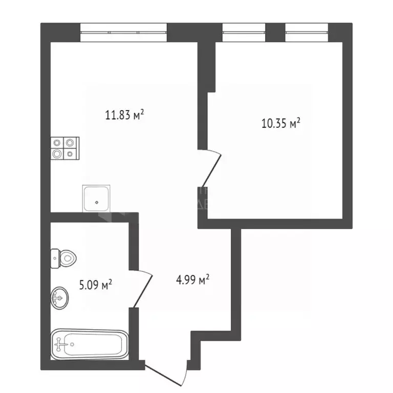 1-к кв. Тюменская область, Тюмень Комбинатская ул., 16к1 (32.0 м) - Фото 2
