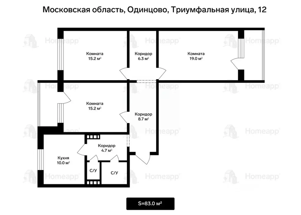 3-к кв. Московская область, Одинцово ул. Триумфальная, 12 (83.0 м) - Фото 2