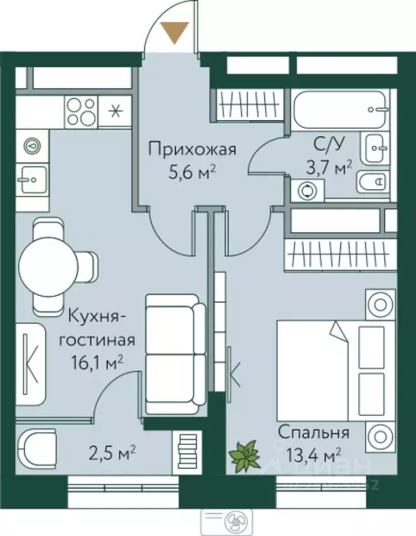 1-к кв. Волгоградская область, Волгоград Новосибирская ул., 74 (41.3 ... - Фото 1