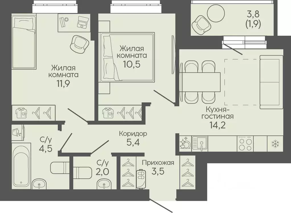 2-к кв. Волгоградская область, Волгоград Трехгорная ул., 27 (53.9 м) - Фото 1