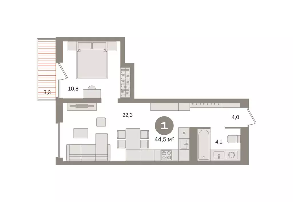 1-комнатная квартира: Екатеринбург, жилой район Эльмаш, Механический ... - Фото 2