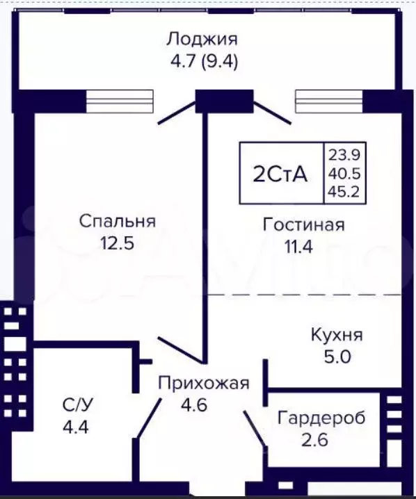 2-к кв. Новосибирская область, Новосибирск ул. Ляпидевского, 1 (45.2 ... - Фото 1