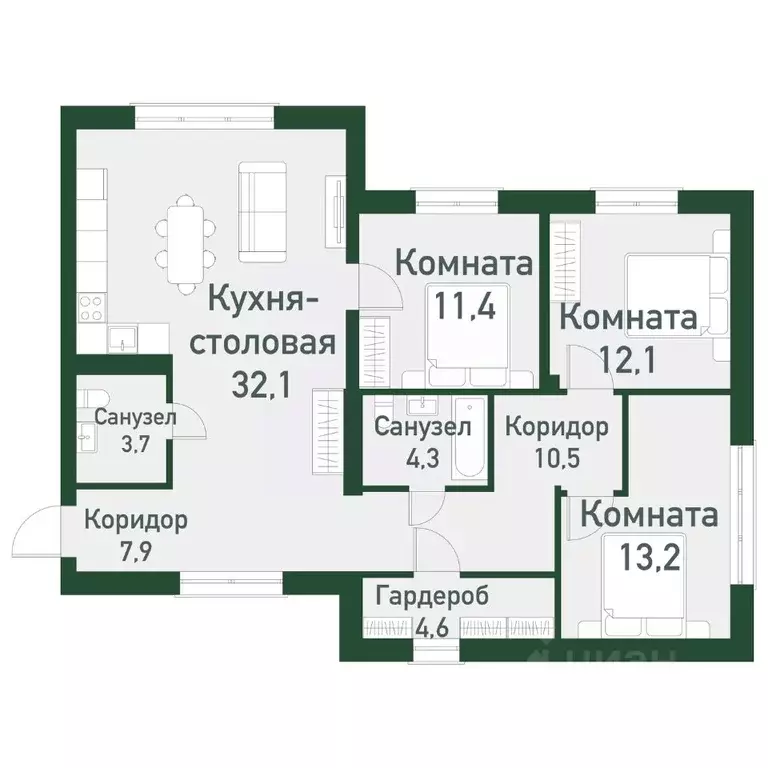 3-к кв. Челябинская область, Челябинский городской округ, пос. ... - Фото 0