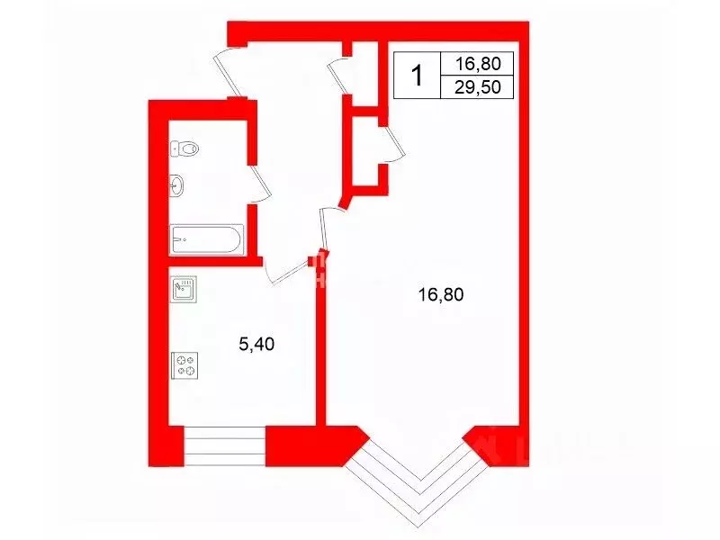 1-к кв. Санкт-Петербург Штурманская ул., 22К2 (29.5 м) - Фото 2