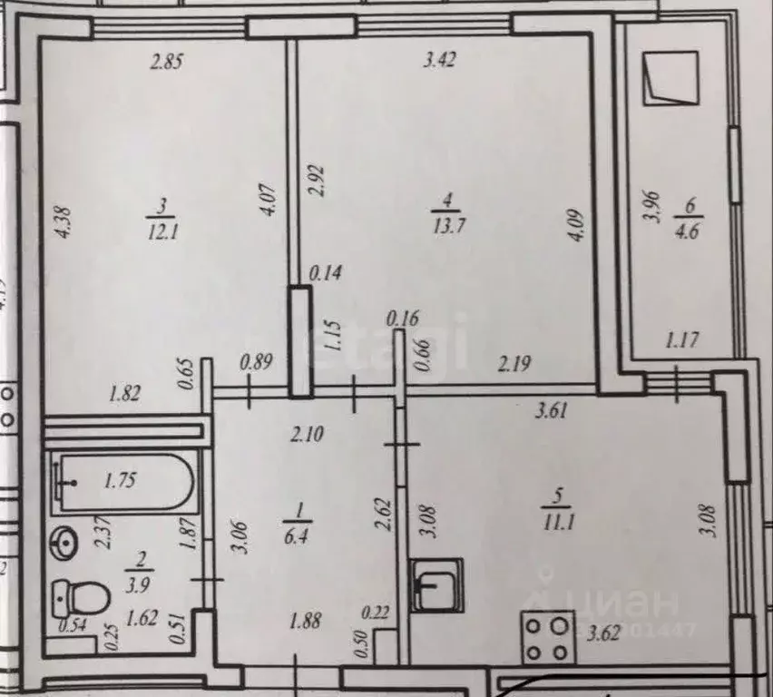 2-к кв. Башкортостан, Уфа ул. Уфимское Шоссе, 18/6 (51.8 м) - Фото 2