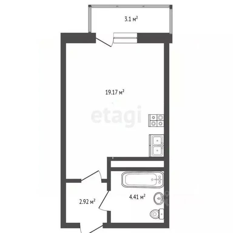 Студия Ярославская область, Ярославль ул. Брагинская, 18к3 (29.9 м) - Фото 1