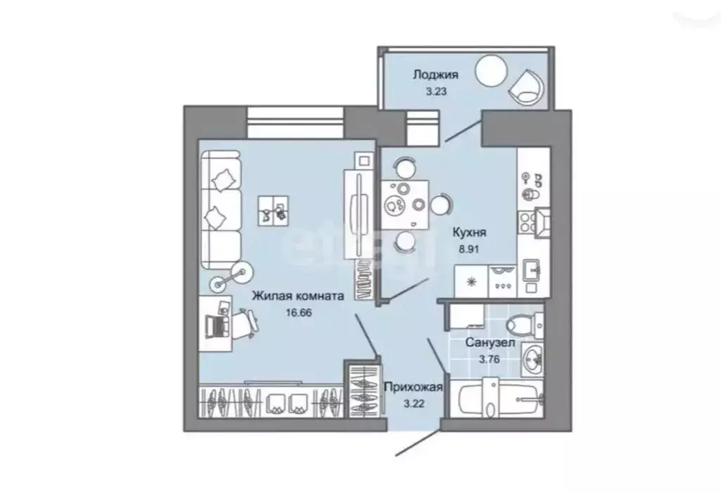 1-комнатная квартира: Ульяновск, проспект Авиастроителей, 26 (32.6 м) - Фото 1
