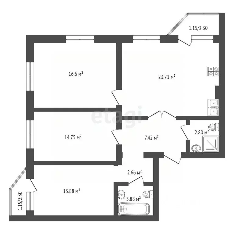 4-к кв. Оренбургская область, Оренбург ул. Ильи Глазунова, 2 (90.0 м) - Фото 2