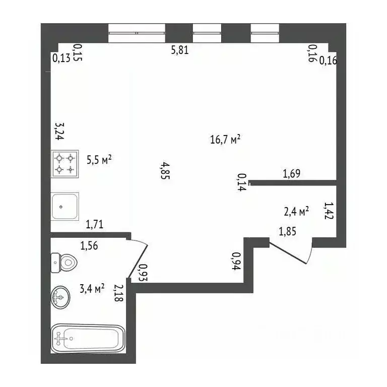 Студия Башкортостан, Уфа ул. Геологов, 53 (28.0 м) - Фото 2