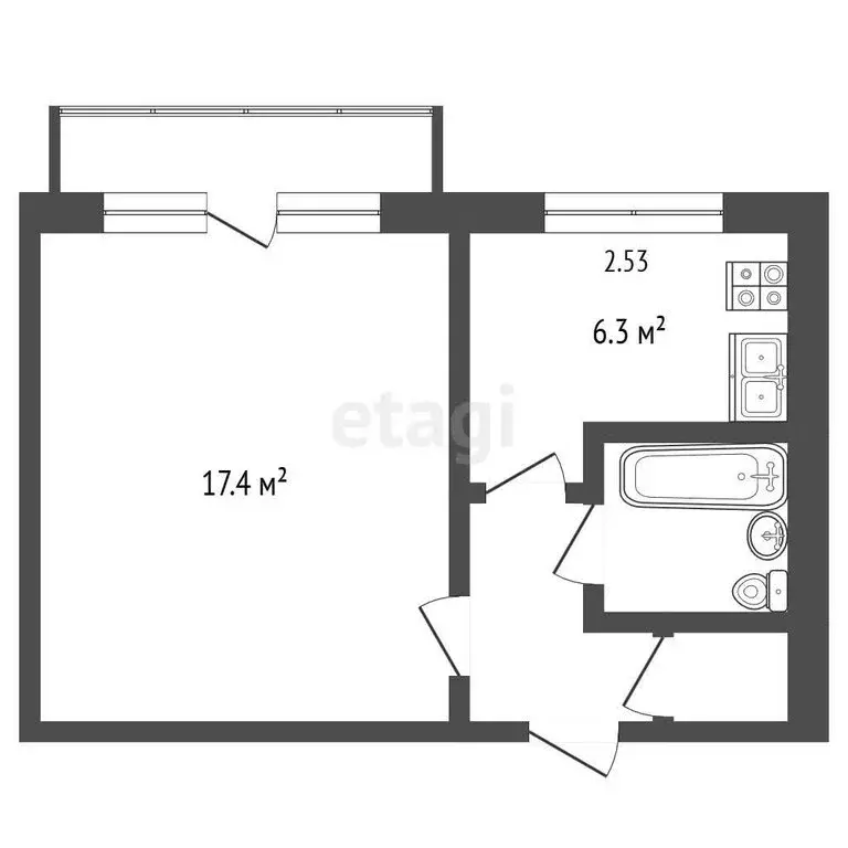 1-комнатная квартира: Челябинск, улица Красных Пилотов, 8 (31.1 м) - Фото 1