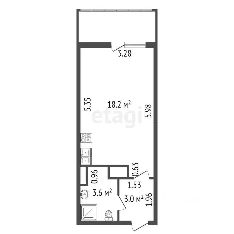 Студия Санкт-Петербург ул. Плесецкая, 16 (24.5 м) - Фото 1