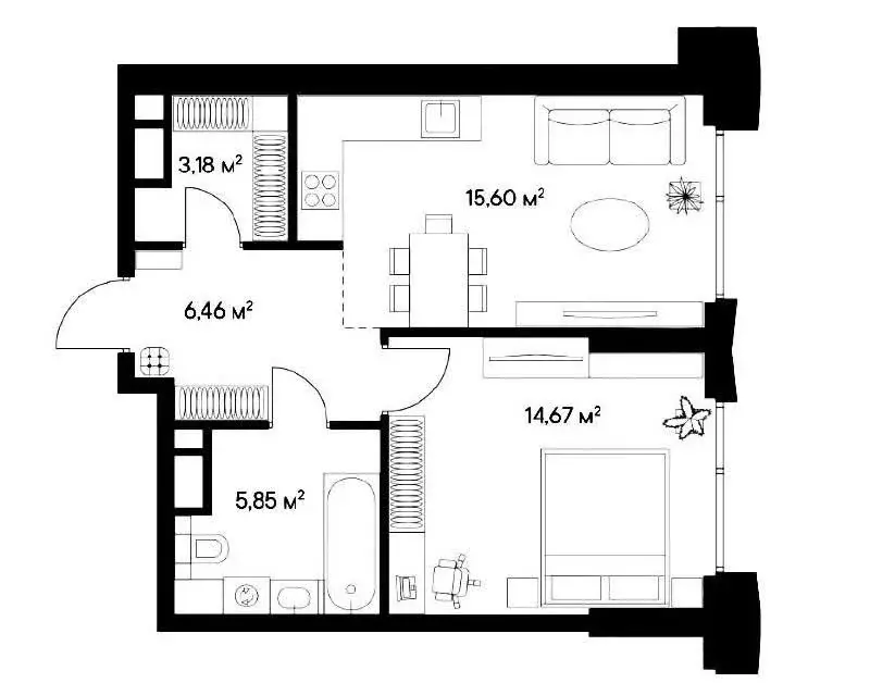 Продаётся 1-к квартира, 46 м - Фото 0