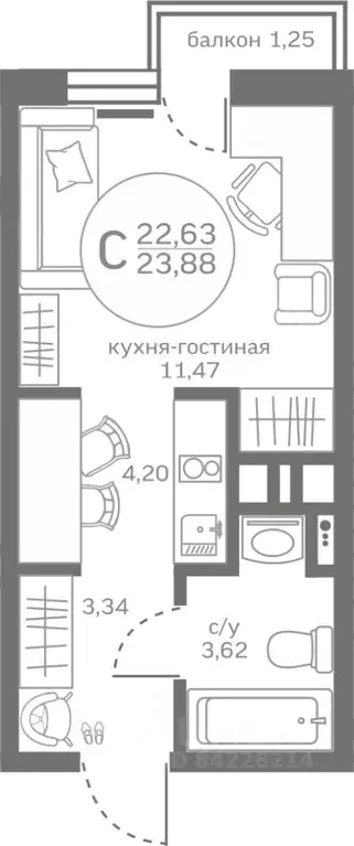 Студия Тюменская область, Тюменский район, д. Патрушева ул. Петра ... - Фото 0