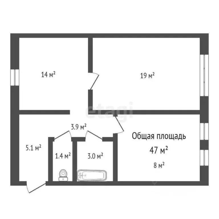 2-к кв. Брянская область, Клетня рп, 1-й мкр 4 (47.0 м) - Фото 1