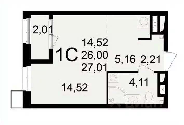 1-к кв. Рязанская область, Рязань Свобода жилой комплекс (27.54 м) - Фото 1