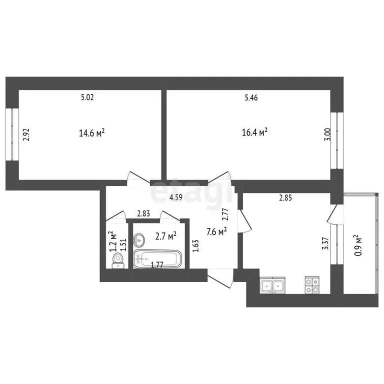 2-комнатная квартира: Калининград, Донская улица, 9 (51.8 м) - Фото 1
