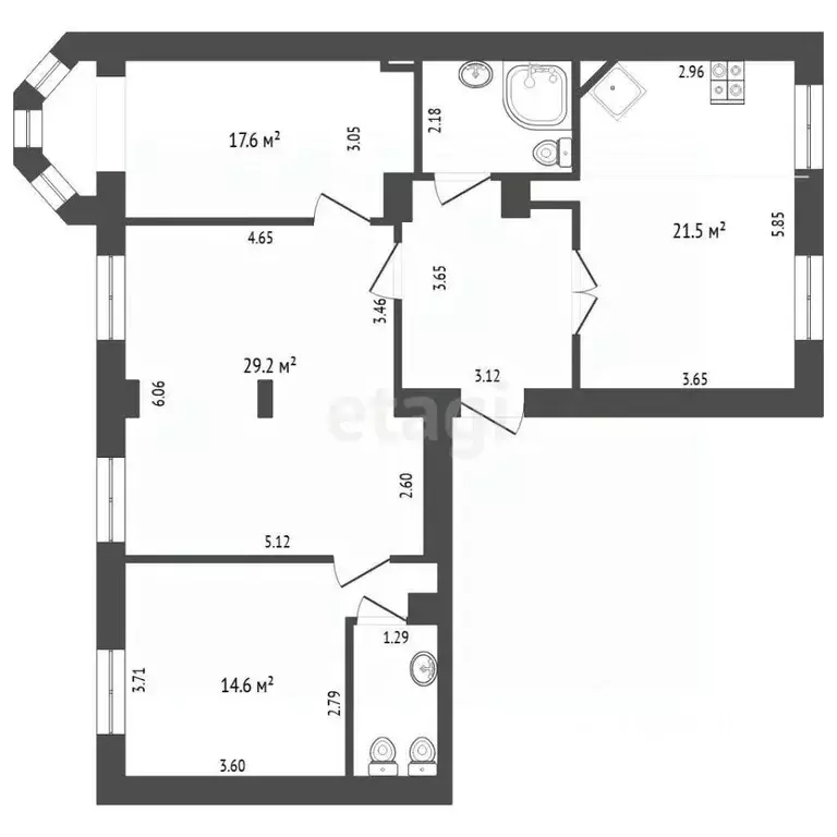 3-к кв. Тюменская область, Тюмень Водопроводная ул., 36 (101.9 м) - Фото 1